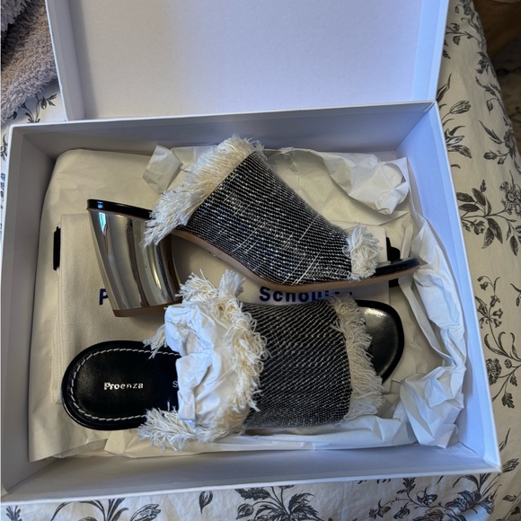 Proenza Schouler block heels fringe slide woven size 37 - Picture 1 of 4